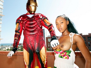 Interracial sex with a latina slut in a Iron Man XXX Parody