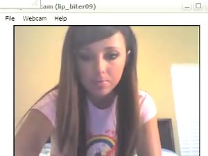 Cute lip biter girl on webcam